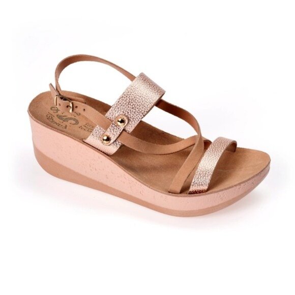 Fantasy Eirine Wedge Sandal - Cameo Dot Size 7 Metallic - Picture 1 of 12